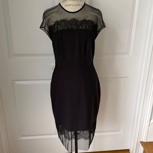 Stunning “Little Black Dress”, Etcetera, Elegant Lace Trim @ neck and hem.